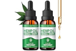 DRLOTON Hemp Oil High Potency - Hemp Drops Max Strength 100% Pure Natural Hemp Oils Extract - Best Edible Hemp Supplement for Adult 2 Packs