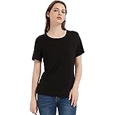 Manote 100% Merino Wool T Shirts Women, Short Sleeve Crew Neck Tee Lightweight Undershirt, Small, Black