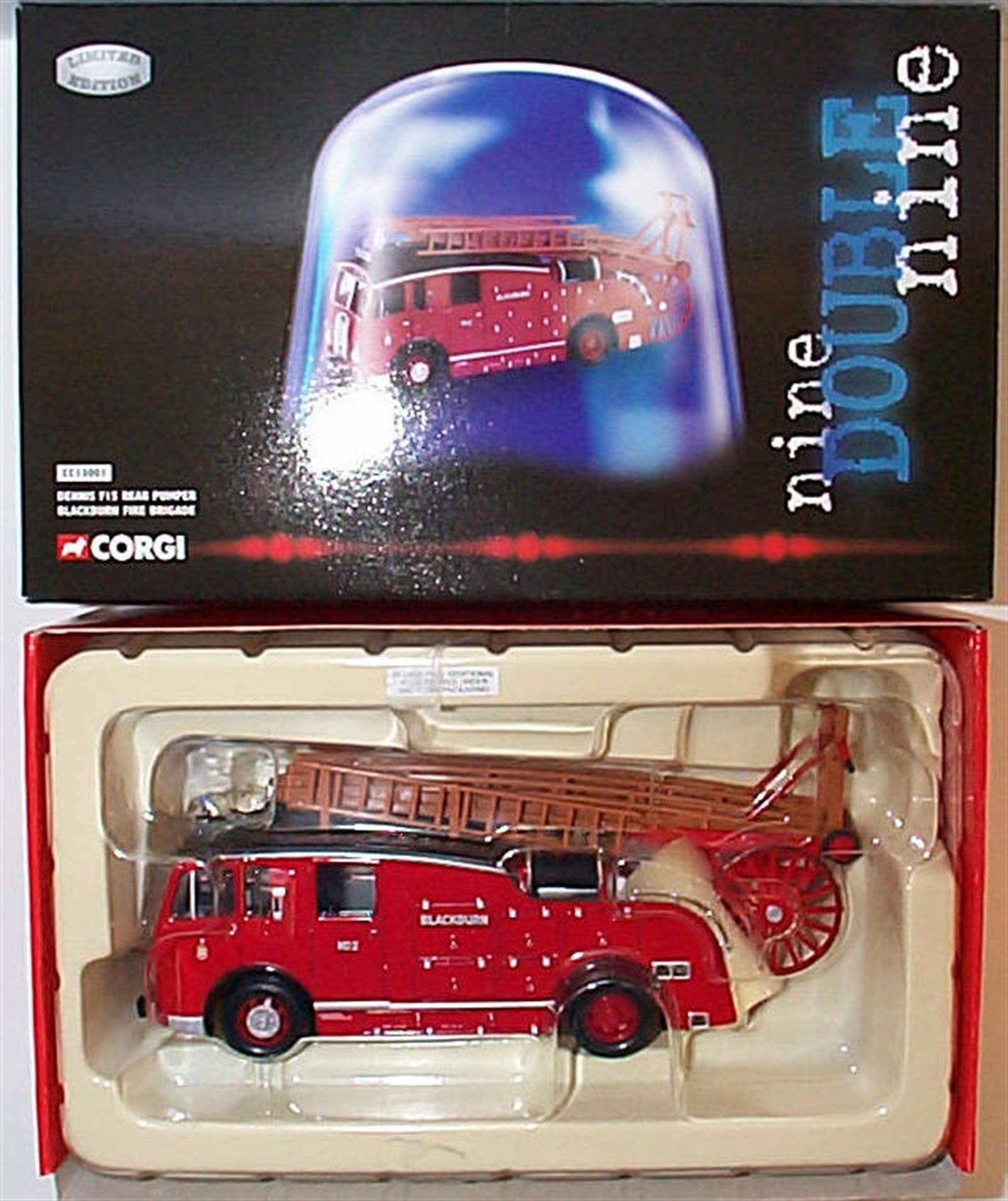 corgi nine double nine dennis F15 rear pumper blackburn fire brigade vehicle 1.43 scale limited edition diecast model