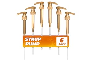 RELUEN 6-Pack Coffee Syrup Pump Dispenser - 11.54" Coffee Syrup Pumps for Coffee Bar, Fits Various 25.4 oz Bottles (750ml), Durable and Easy to Clean, Leak-Resistant Design, for Home & Commercial Use