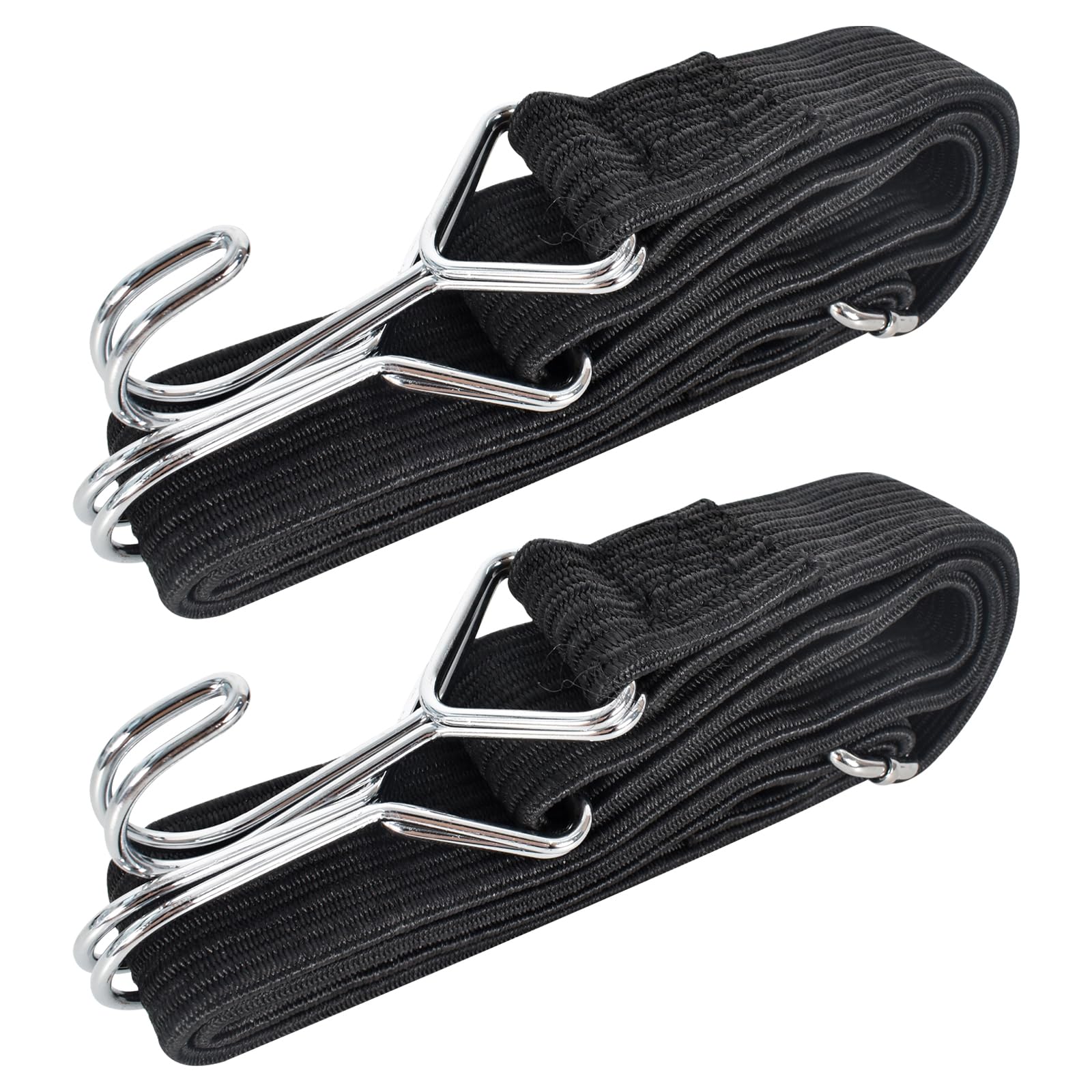 2PCS Bungee Cords with Hooks,Long Flat Bungee Elastic Cord,Adjustable Bungee Straps,Motorbike Luggage Cord,for Luggage, Camping, Roof Racks, Moving Cargo(1m)