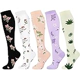 Breslatte Compression Socks for Women Men 15-20 mmHg Knee High Support Socks for Travel Athletic Nurses Teacher