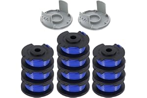 LIYYOO 0.065" Line String Trimmer Autofeed Replacement Spool Compatible with Ryobi One+ AC14RL3A 18V,24V,40V Cordless Trimmers,12 Pack (10 Replacement Spool, 2 Trimmer Cap)