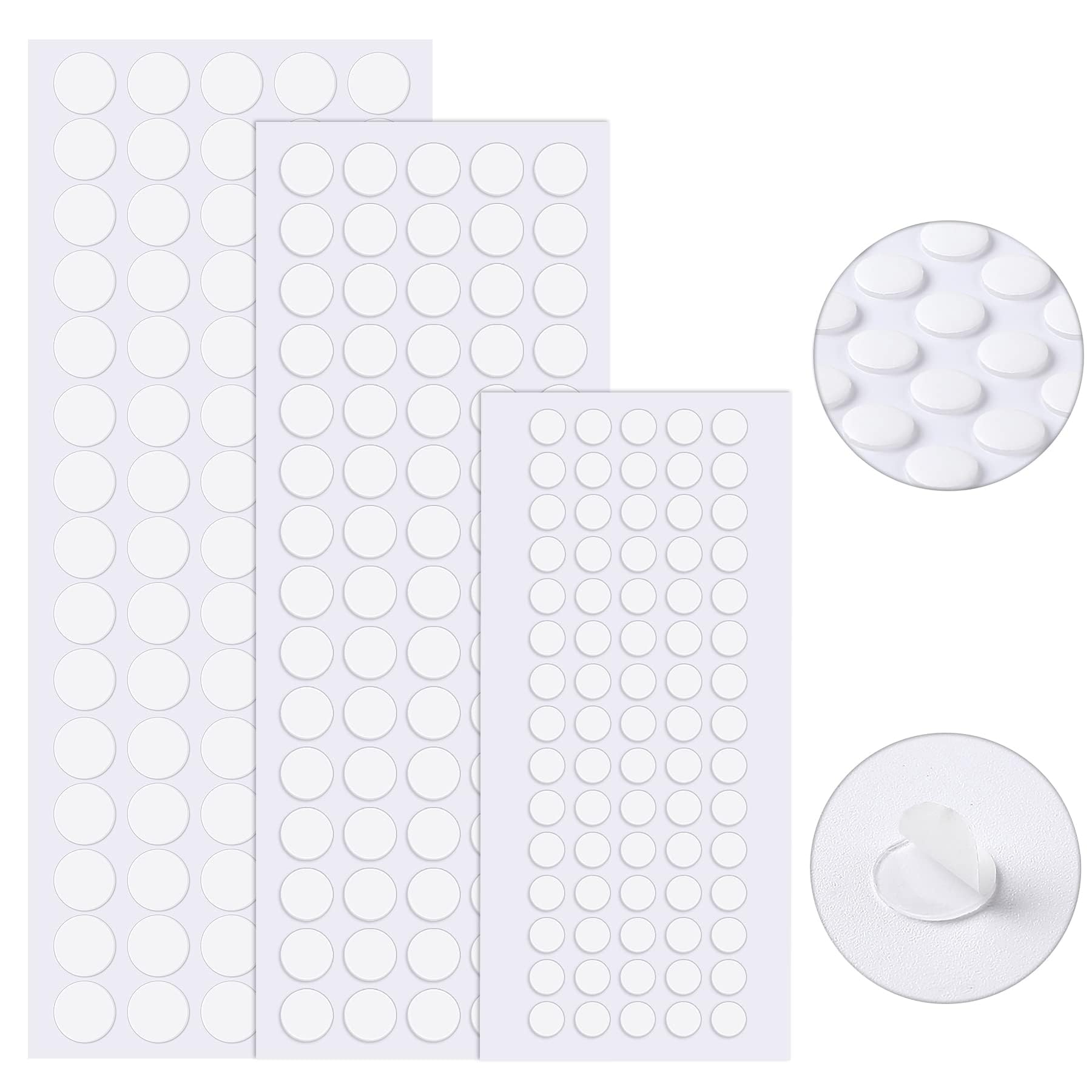 JANYUN Double Sided Sticky Dot Stickers, 225 PiecesRound Putty Clear Sticky Tack No Trace Sticky Putty Waterproof Small Balloon Stickers for Wall Wood Plastic Christmas Supplies (6mm+10mm+20mm) — image 1