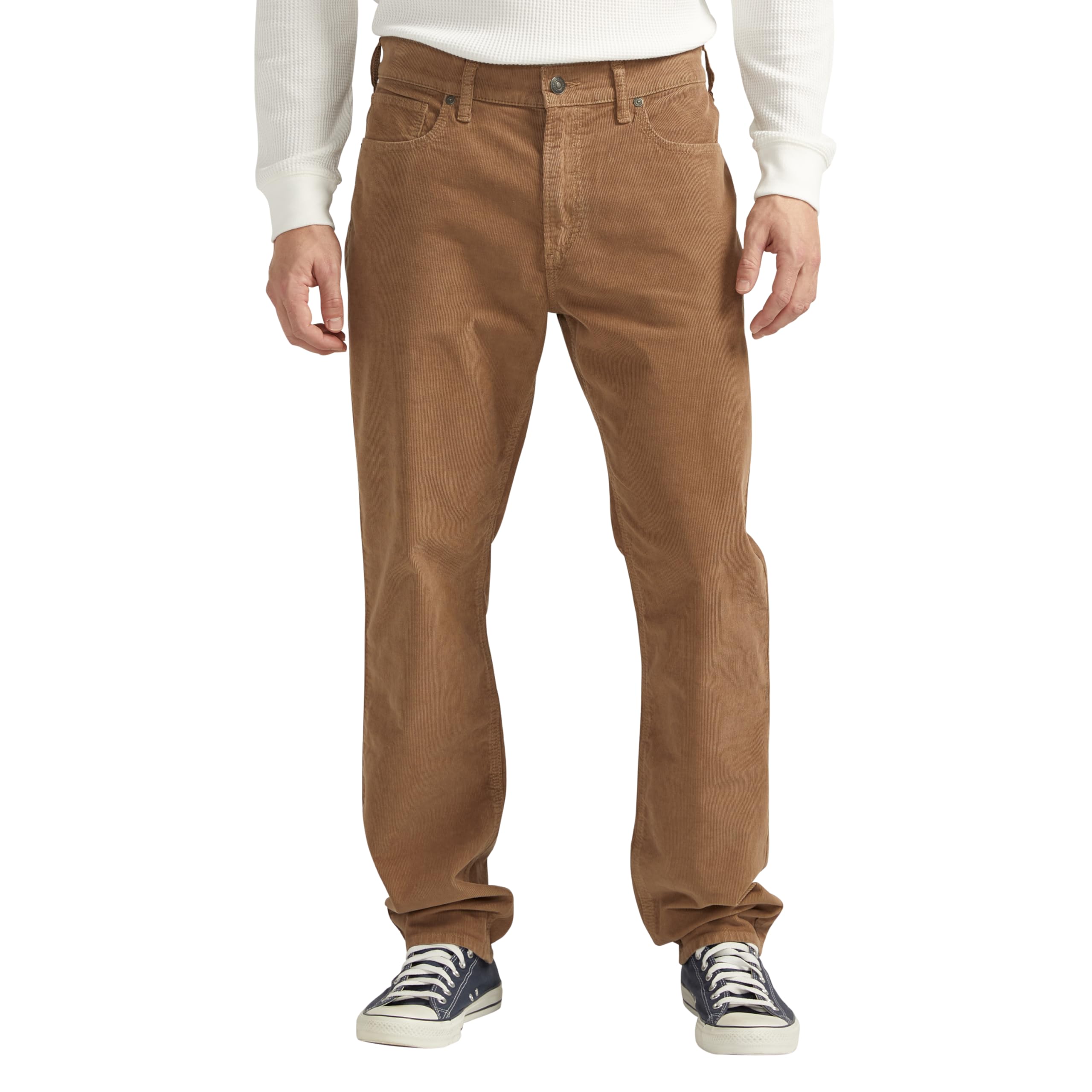 Silver Jeans Co. Men's Eddie Athletic Fit Tapered Leg Jeans, Corduroy Khaki, 29W x 32L Image Silver Jeans Co. Men's Eddie Athletic Fit Tapered Leg Jeans, Corduroy Khaki, 29W x 32L Image