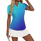 Rapbin Womens Polo Shirt Golf Shirts Women Collared Shirts Short Sleeve Tee V Neck Tops