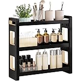 UJQSUN Bathroom Counter Organizer,Bathroom Counter Shelf,Bathroom Organizers,Under Sink Organizer,Cologne Organizer For Men,Cologne Cabinet,Spice Rack Organizer for Cabinet,Gifts(Black 3 Tier)