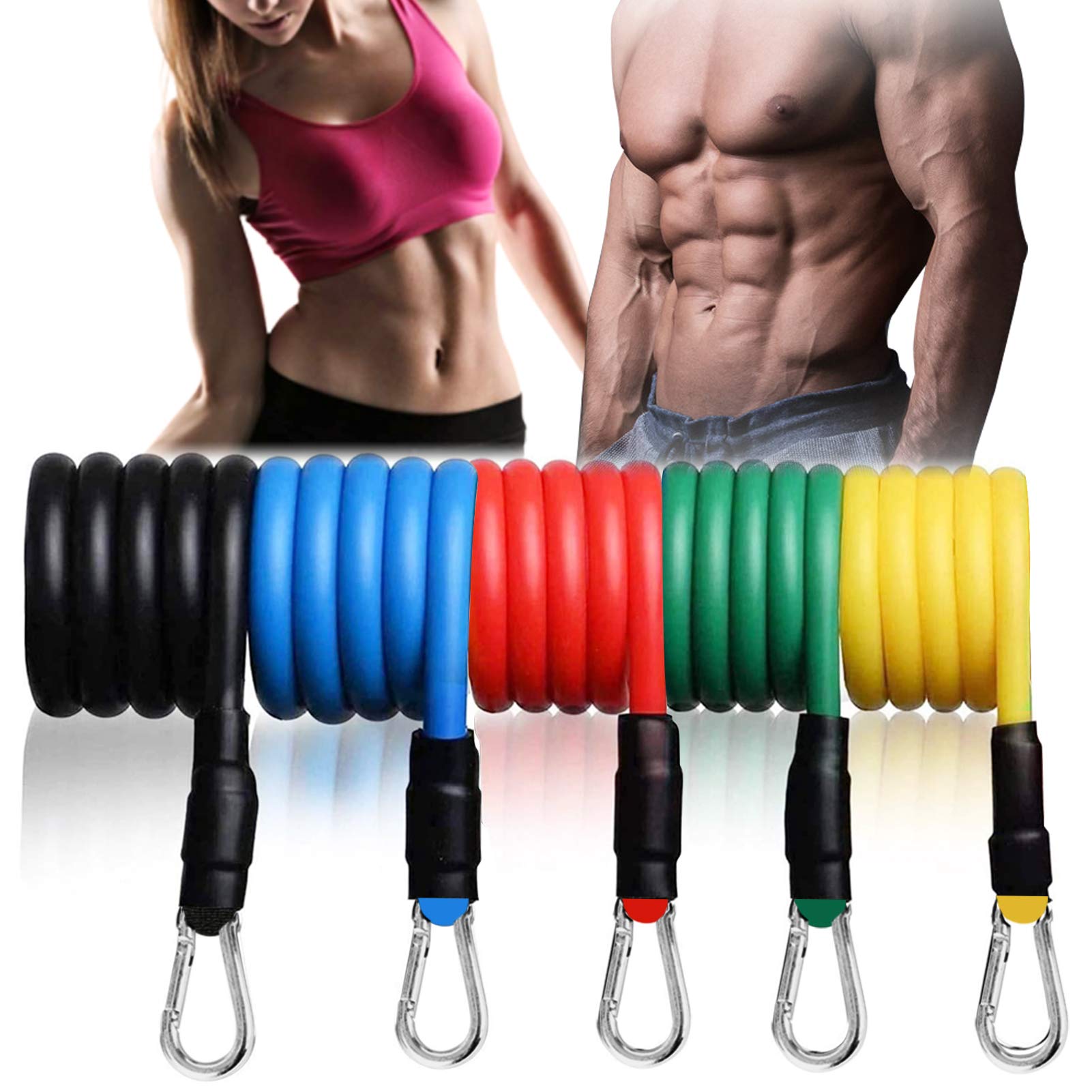 DEIRIS Resistance Bands Set 11pcs 100 LBS Heavy Gym Bands Kit Men Exercise Band with 5 Fitness Tubes Bands for Shoulder Legs Arm and Glutes Yoga Pilates Home Workout Bands (buckle 2)