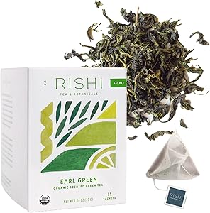 Rishi Tea Earl Japanese Green Tea with Bergamot - Organic & Low Caffeine Sachet Bags - 15 Count (Pack of 1)