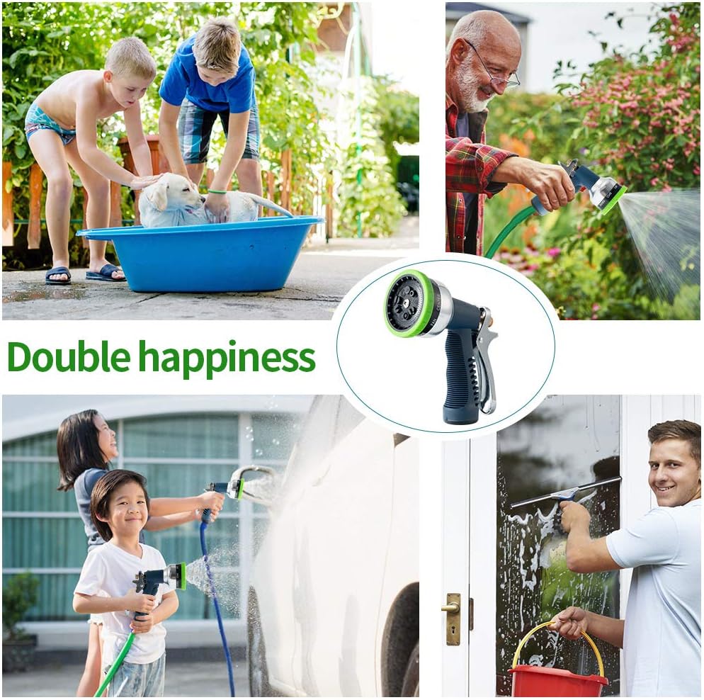 YUESUO Garden Hose Nozzle, Heavy Duty High Pressure Hose Spray Nozzle with 9 Adjustable Patterns Rear Trigger Design Water Hose Nozzle, Hose Nozzle for Washing Cars, Watering Garden, Showering Pets : Garden & Outdoor
