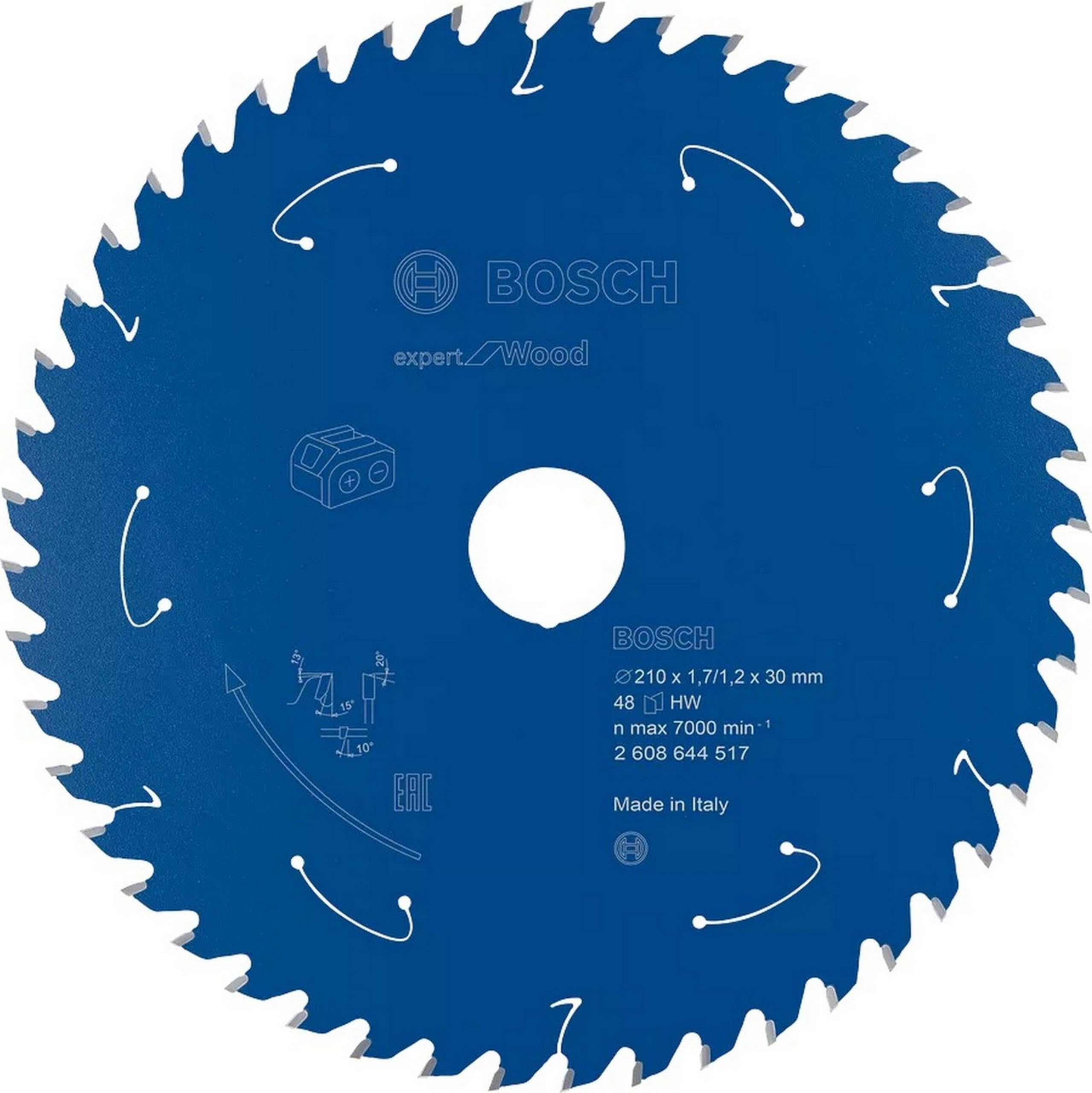 Bosch Professional Circular Saw Blade Expert (for Wood, 210 x 30 x 1.7 mm, 48 teeth; Accessories: Cordless Circular Saw)