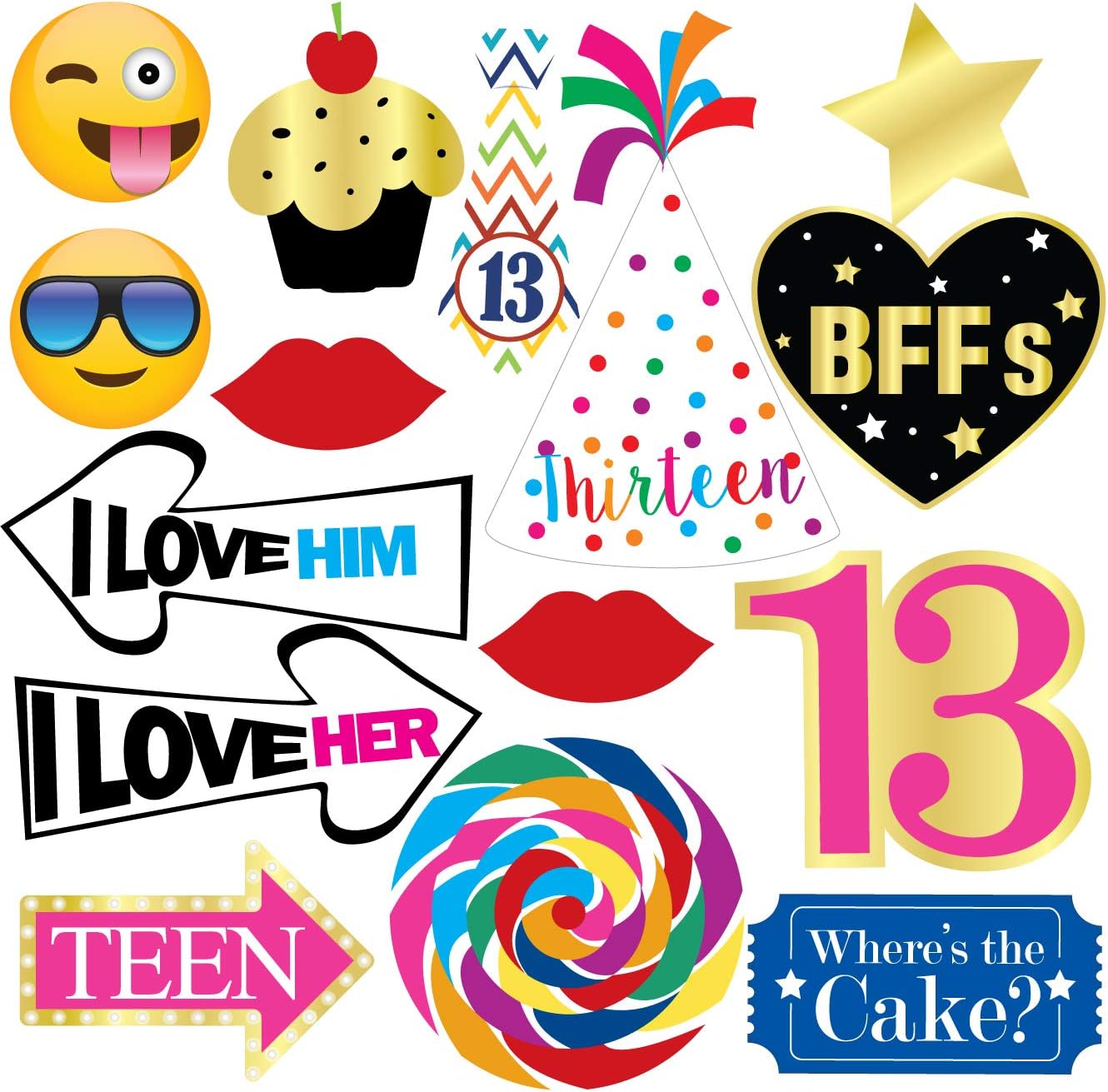 13th Birthday Photo Booth Party Props - 40 Pieces - Funny Official Teenager Birthday Party Supplies, Decorations and Favors - Image 4