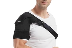 PRMRES Shoulder Brace for Men and Women - Adjustable Stability Sleeve Wrap for Torn Rotator Cuff - AC Joint Pain Relief - Tendonitis - Fits Right or Left Shoulder Support (Black, L-XL)