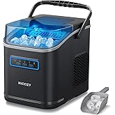 Hicozy Clear View Ice Maker Countertop, Self-Cleaning Ice Machine with Ambient Lights, Ice in 6Mins, 26 lbs/Day, 2 Sizes of B