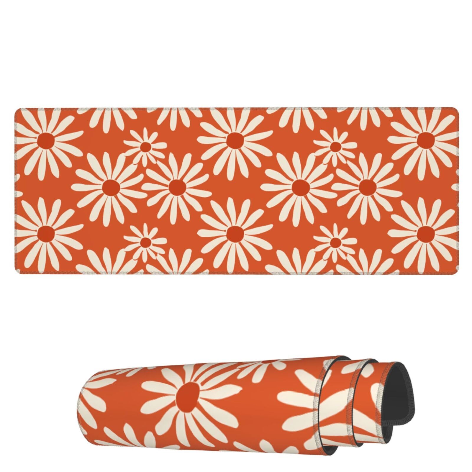 Photo 1 of ***STOCK PHOTO FOR REFERENCE ONLY***
Burnt Orange and Cream Floral Mouse Pad Large Extended Gaming Desk Mat XL Big Computer Keyboard Mousepad with Non-Slip Base and Stitched Edge for Home Game Office, 31.5 X 11.8 Inch