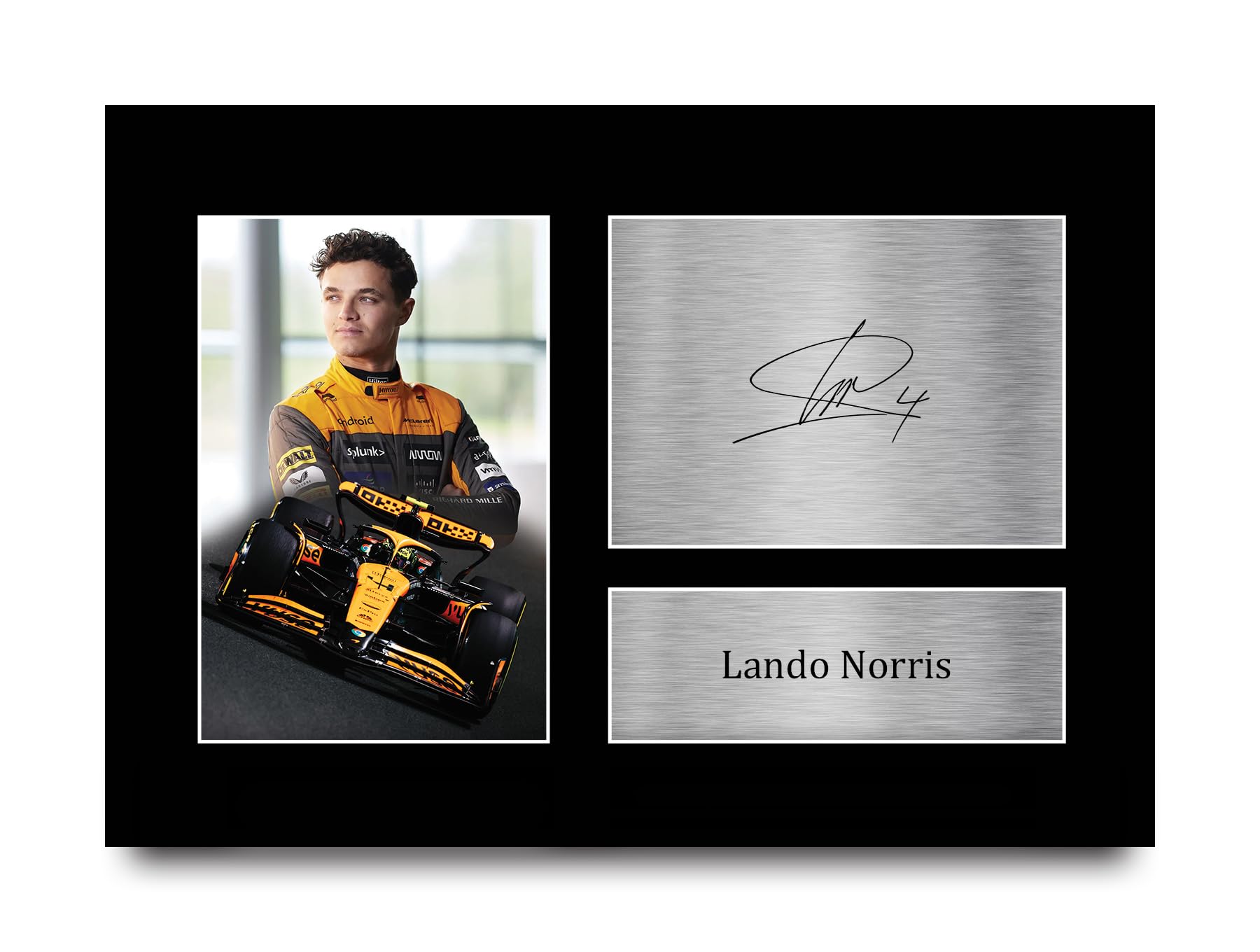 HWC Trading Lando Norris McLaren-Mercedes Gifts Printed Signed Autograph Presentation Display for F1 Formula 1 Racing Fans - A4