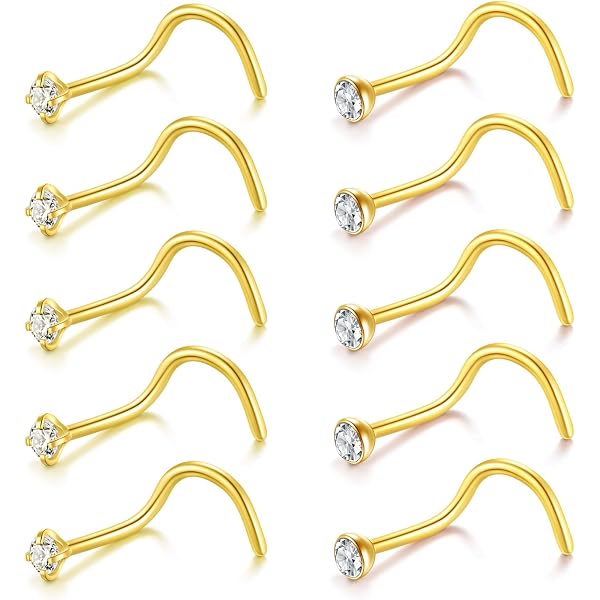 thumbnail image 2 of Wholesale Lot 50 X 18G Nose Ring Studs – Surgical Steel Screw With Clear CZ – Luxe Modz 2 of 5