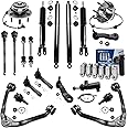 Detroit Axle - 4WD Front 21pc End Suspension Kit for Silverado Sierra Yukon XL Suburban 1500 Tahoe, Control Arms Tie Rods Sway Bars Ball Joints Wheel Bearing Hubs Rear Shock Absorbers Replacement