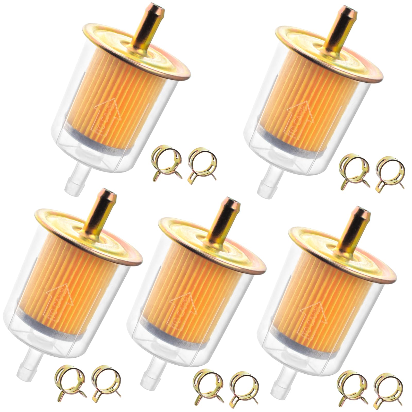 Photo 1 of Heymaillc 5pcs 5/16” Universal Fuel Filters with 10pcs 8mm Hose Clamps Gas Inline Fuel Filters for Motorcycles, Cars, Trucks
