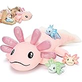 MaoGoLan 4 PCS Axolotl Stuffed Animal with Babies, 33" Large Pink Axolotl Plush Toy Set for Kid Girl Boy, Soft Salamander Plush Pillow Stuffed Animal for Valentines Birthday Gift Baby Shower Decor