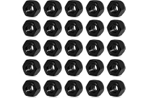 FOJOO 25 Pack 1/4"-20 Lock Nuts,Black Oxide 304 (A2-70) Stainless Steel Nylon Insert Locknuts Standard Inch Thread Nylock Nuts for Hardware, Machinery, Automotive, Furniture Repair