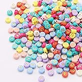 ToBeIT 1000pcs Letter Beads Color Alphabet Beads Gold Round Letter Beads Jewelry Findings Charms for DIY Bracelet Necklace Craft Making (bgcolor-Gold(10color))-1