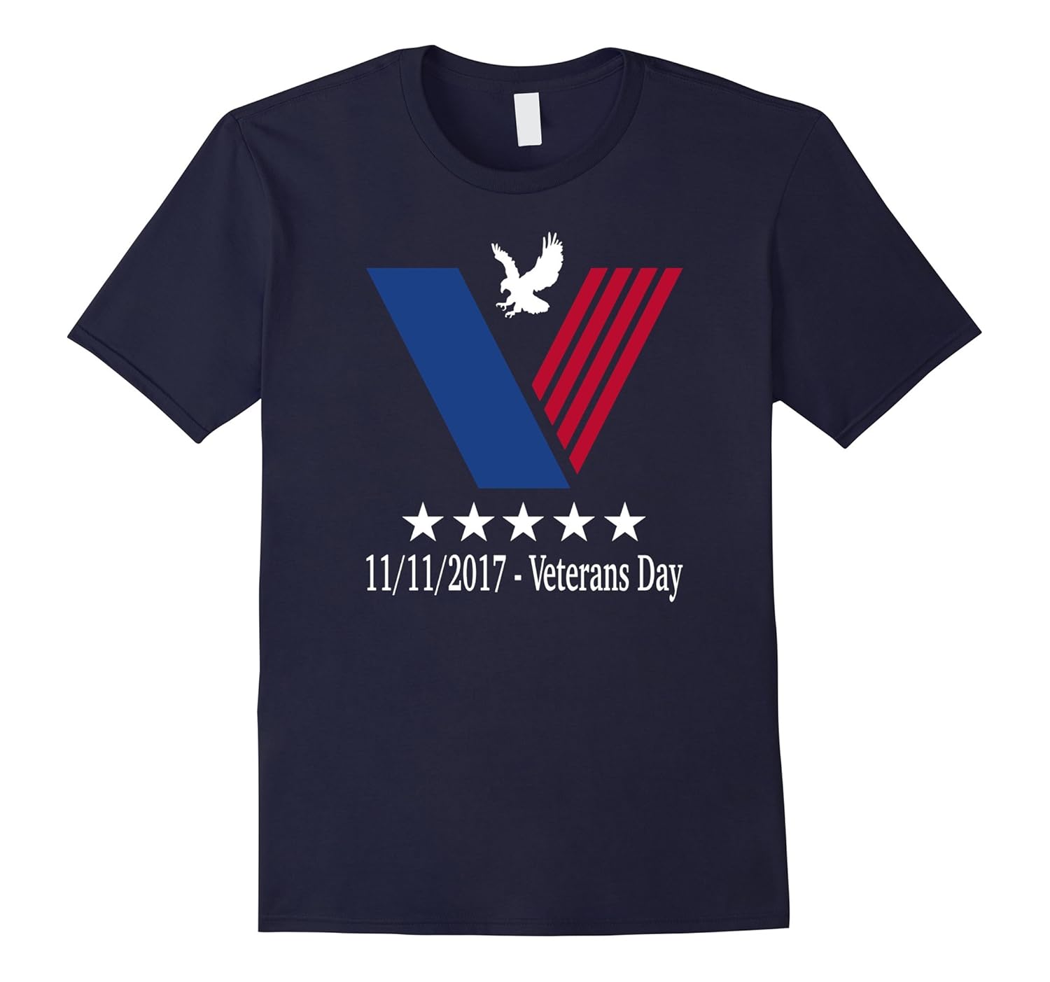 Veterans Day Graphic Eagle Red White and Blue Star T Shirt-ANZ