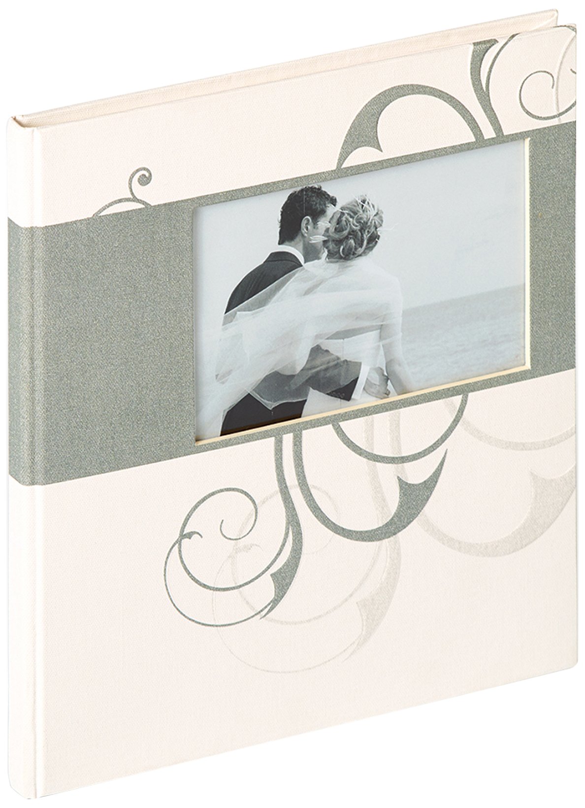 walther Design Guest Book White Linen with Punching, Wedding Romance GB-134