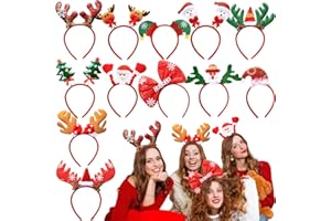 Dwenarry Christmas Headband,Christmas Headwear Holiday Party Headband for Adults Christmas Party Supplies12Pcs
