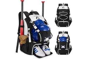 Baseball Backpack for Boys,33L Softball Bag with Helmet Holder & Shoe Compartment,Fits 2 Bats,Baseball Gear Bag