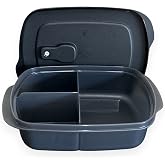 Tupperware CrystalWave Microwave Divided Rectangle Dish Container Black