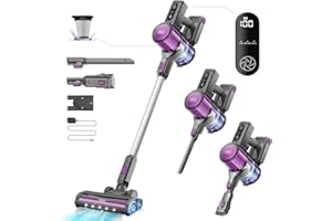 Gevi Cordless Vacuum Cleaner for Home, Stick Vacuum with Powerful Suction Design, LED Display, Long Runtime Detachable Battery, Deep Clean for Hard Floor Carpet [2024 Upgraded]