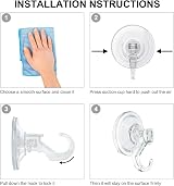 WOVTE Suction Hooks 4 Pack Powerful Vacuum Hangers Up to 3KG Non Slip view 5