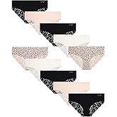 Jessica Simpson Women's Hipster Underwear - 10 Pack Sexy Lace Trim No Show Seamless Briefs - Panties for Women (S-XL)