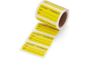 Carstens Medical Stickers – Chart Thinned, On/by Alert and Instruction Labels for Medical Charts, Yellow and Black, Roll of 100 Patient Chart Labels, W1.5" x H.75"