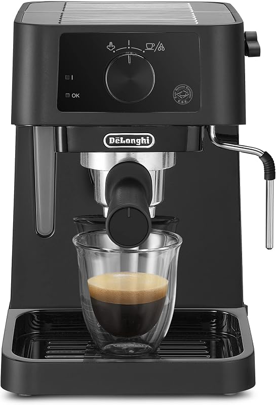 Stilosa - Espressomaschine mit Manuellem Milchaufschäumer Schwarz