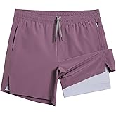 maamgic Gym Shorts for Men 7 inch Inseam with Liner Stretch 2 in 1 Workout Shorts Men Quick Dry Athletic Running Shorts