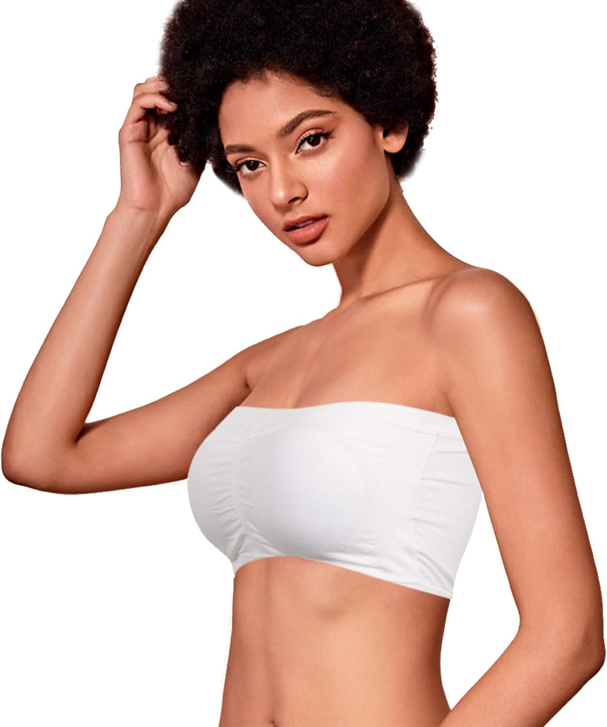 DD DEMOISELLE Strapless Padded Tube Bra for Women, Breathable Comfy Basic Sports Bra Student Tube Bra Back to School Sports Bra Cheerleaders Bra Nursing Bra Seamless Bandeau Stretchy 1 Pack, White M at  Women’s Clothing store