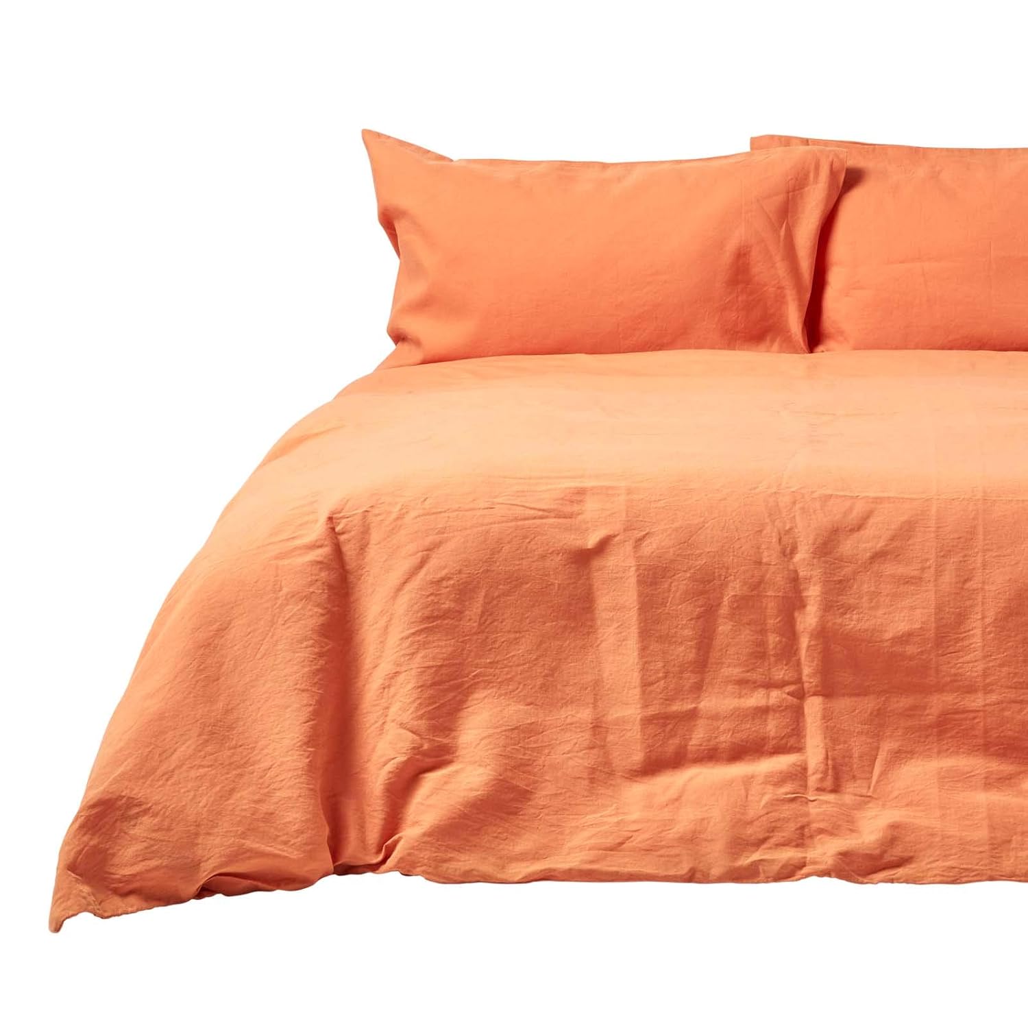 Homescapes Luxury Soft Linen Duvet Cover Set Plain Burnt Orange