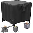 YOWDUTY Propane Fire Pit Cover Square 30 Inch, Waterproof Heavy Duty 600D Gas Fire Pit Table Cover 30 x 30 x 25 Inch, Fit 28-30 Inch Firepit Table, All-weather Protection For Patio Fire Table