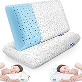CushZone Memory Foam Pillows for Sleeping, Bed Pillow with Removable and Machine Washable Cover, Bed Pillow for Side, Back and Stomach Sleepers, Standard Size (2 Pack)