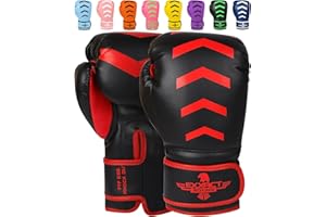 Exxact Sports Knockout Youth Boxing Gloves for Kids (3-15 Years) with Padded Protection and Wrist Support, Durable Engineered Leather Kids Boxing Gloves for Sparring, Muay Thai and Boxing