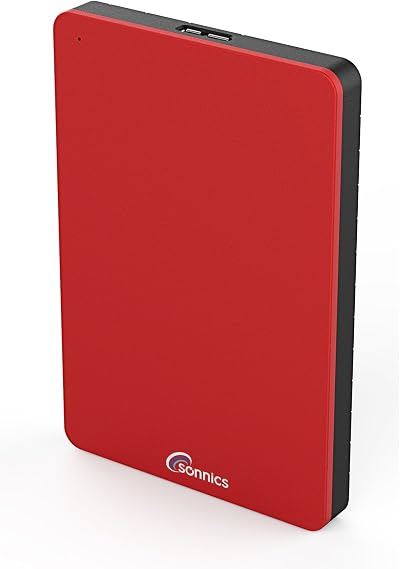 Sonnics 1TB Red External Portable Hard Drive USB 3.0 Fast Transfer