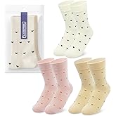 LAVIENTOES Women’s Cute Heart Pattern Crew Socks – 3 Pairs Colorful Novelty Gift Set – Soft Cotton Cozy Socks for Casual Wear