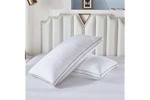 Gehannah King Bed Pillows for Sleeping（2 Pack）, Luxury Plush Soft Pillow with Home and Hotel, Breathable Microfiber Cover Ski