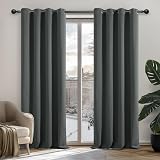 Deconovo Short Curtains Thermal Insulated Eyelet Blackout 52x45 Dark Grey 2