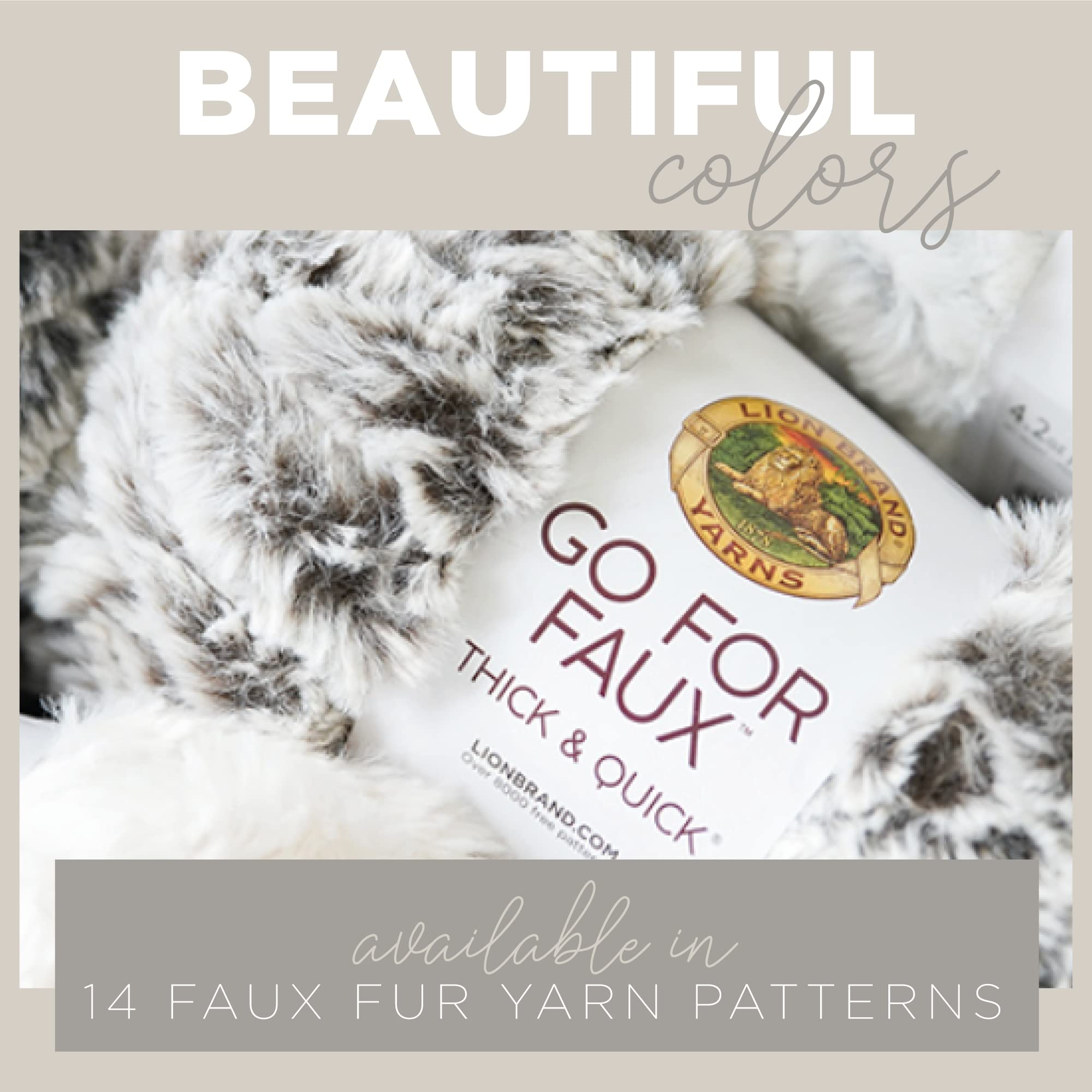 Lion Brand Yarn (1 Skein) Go for Faux Thick & Quick Bulky Yarn, Baked Alaska