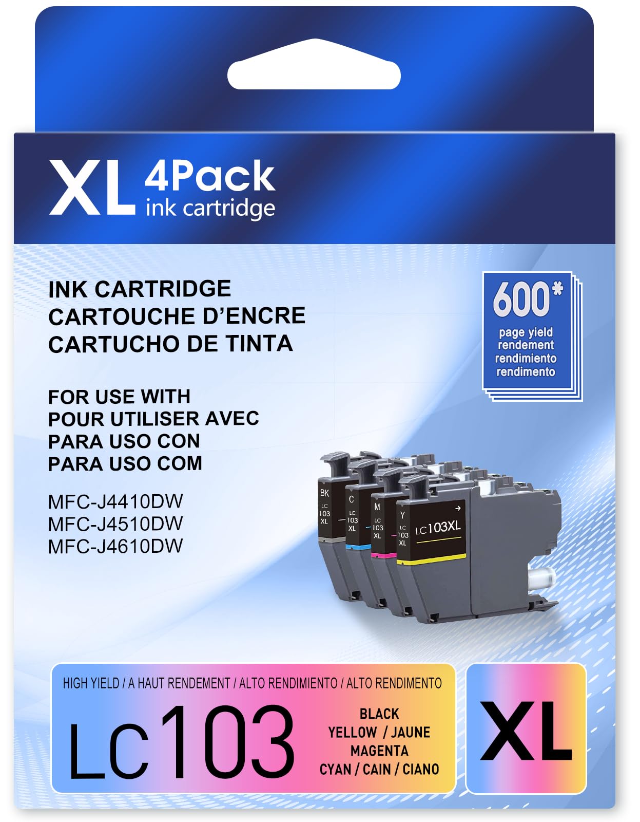 Photo 1 of L2KB LC103 Ink Cartridges for Brother Printer Compatible for Brother Ink CartridgesLC103 Work with MFC-J870DW MFC-J6920DW MFC-J6520DW MFC-J450DWMFC-J470DW (Black,Cyan,Magenta,Yellow)