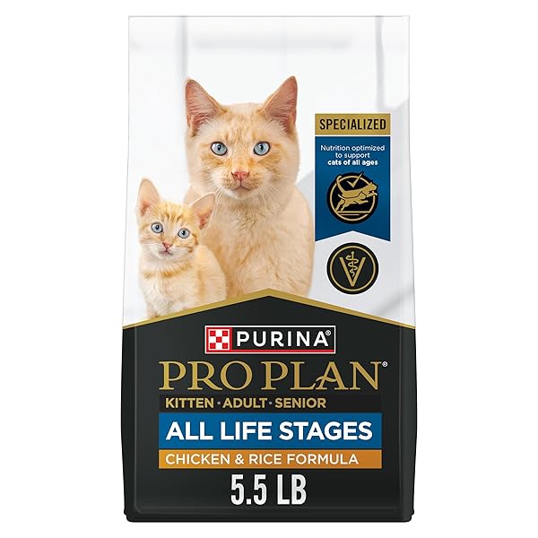 PURINA PRO PLAN ALL LIFE STAGES HIGH PROTEIN CAT FOOD CHICKEN AND RICE DRY KIBBLE 5.5 POUND (PACK OF 1)