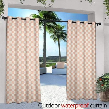 Amazon Com Loveeo Geometric Outdoor Window Curtains Pale Salmon